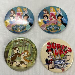 Lot Of 4 Disney 3” Button Pins Ariel’s Grotto, Chip N Dale, Mickey Breakfast